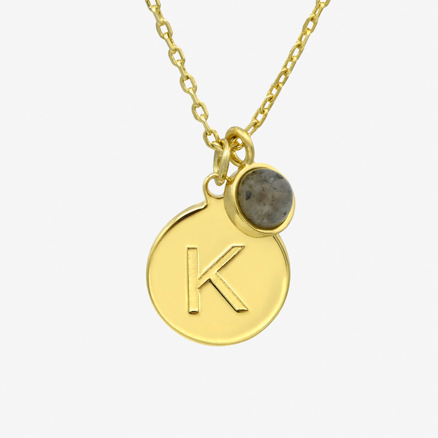 Silver Treasures Delicates Initial Womens 14K Gold Over Brass Round 16 Inch Pendant Necklace
