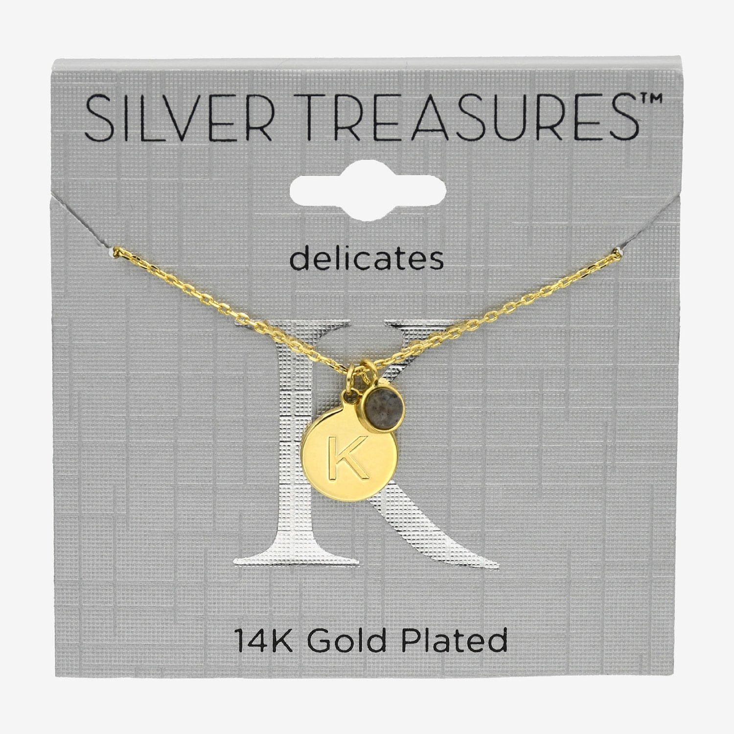 Silver Treasures Delicates Initial Womens 14K Gold Over Brass Round 16 Inch Pendant Necklace