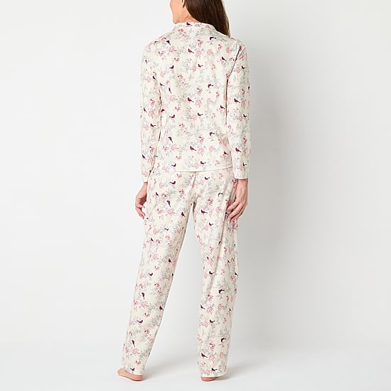 Adonna Womens Fleece Long Sleeve 2-pc. Pajama Set