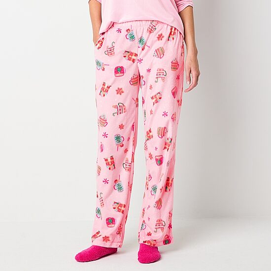 Sleep Chic Womens Petite Fleece Pajama Pants