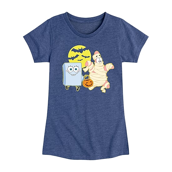 Patrick Trick Treating Big Kid Girls Crew Neck Short Sleeve Spongebob T-Shirt