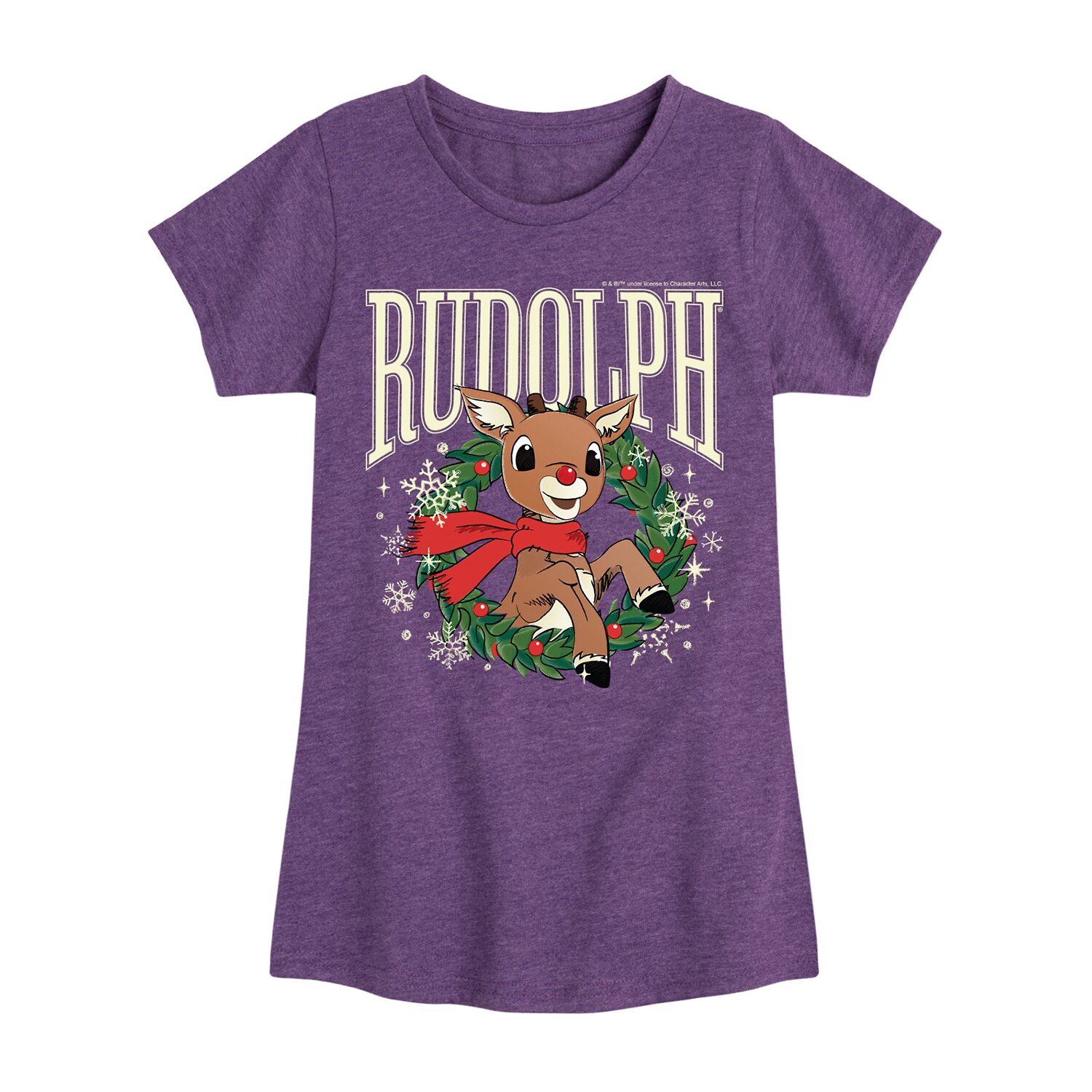 Big Kid Girls Crew Neck Short Sleeve Rudolph T-Shirt