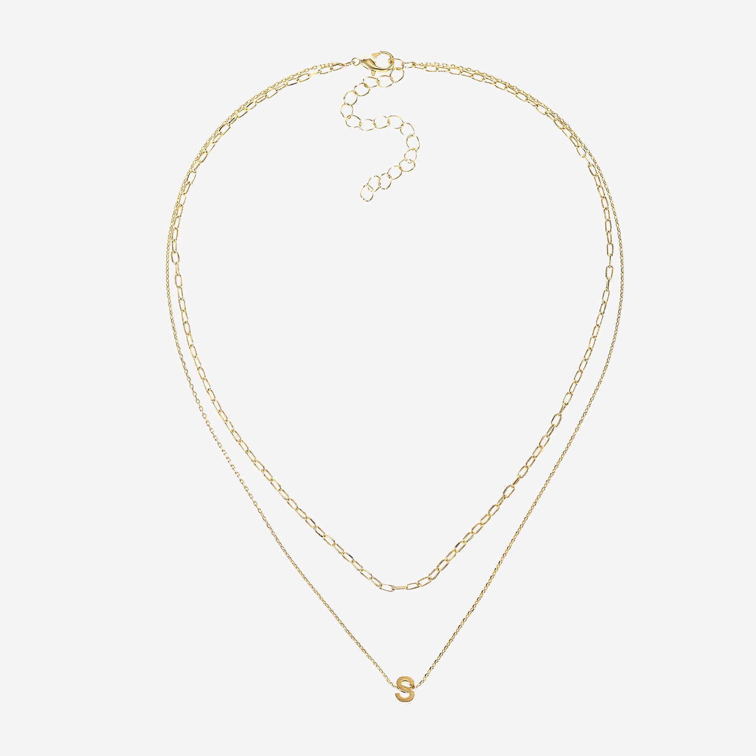 Silver Treasures Delicates Initial Womens 14K Gold Over Brass Rectangular 16 Inch Pendant Necklace
