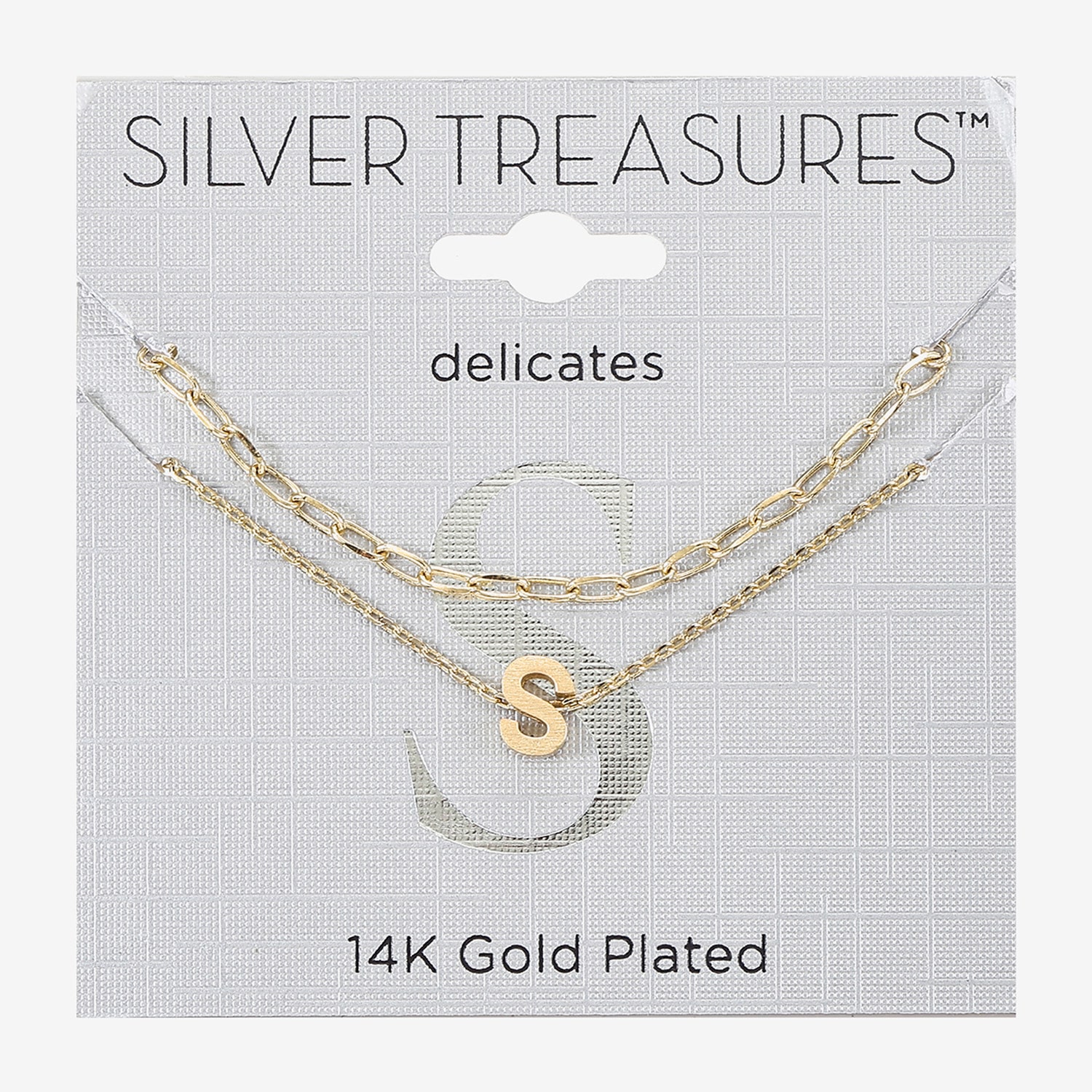Silver Treasures Delicates Initial Womens 14K Gold Over Brass Rectangular 16 Inch Pendant Necklace