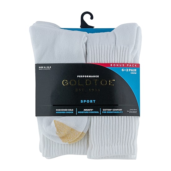 Gold Toe Athletic Sport Bonus Pack Mens 8 Pair Crew Socks