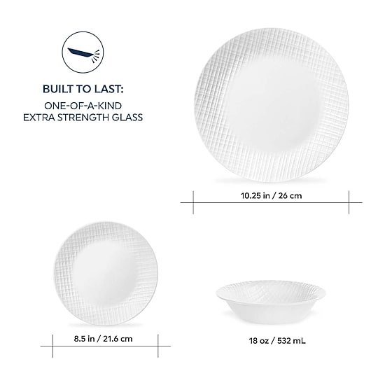 Corelle Linen Weave 12-pc. Glass Dinnerware Set