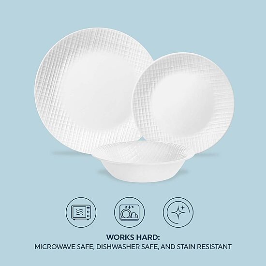 Corelle Linen Weave 12-pc. Glass Dinnerware Set