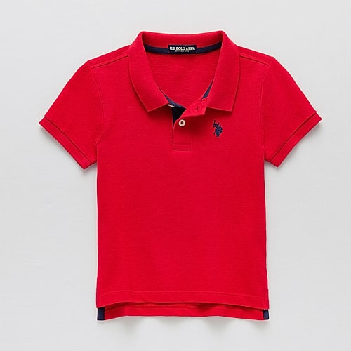 U.S. Polo Assn. Toddler Boys Short Sleeve Classic Fit Polo Shirt, 18 Months, Red