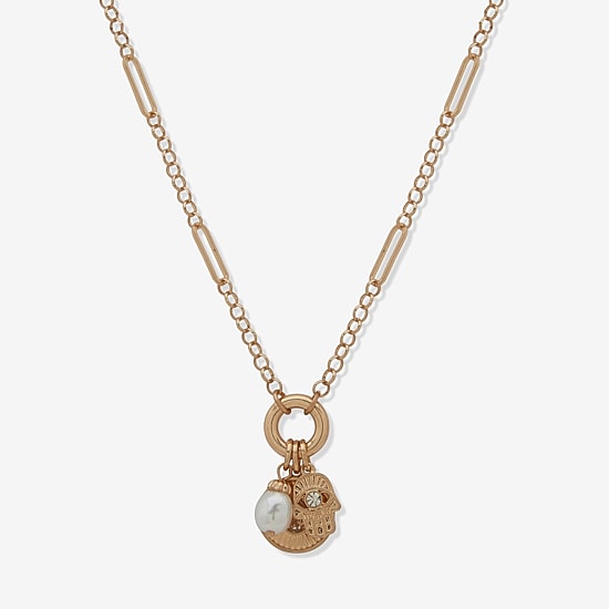 A.N.A Gold Tone Womens White 18 Inch Strand Necklace