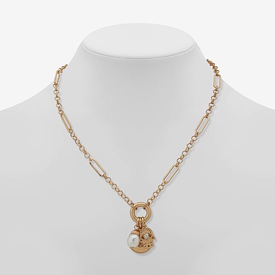 A.N.A Gold Tone Womens White 18 Inch Strand Necklace