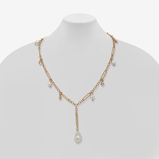 A.N.A Gold Tone Womens White 18 Inch Strand Necklace