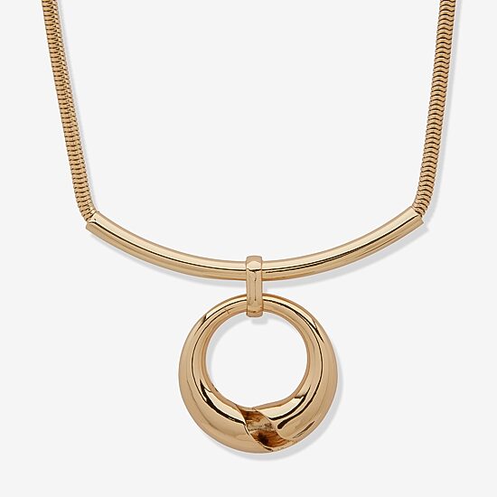 Worthington Gold Tone Womens 17 Inch Pendant Necklace