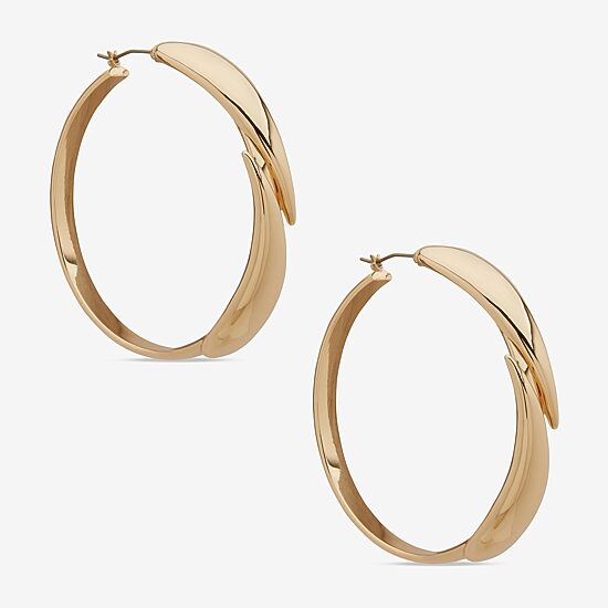 Worthington Gold Tone Womens 58.4mm Hoop Earrings