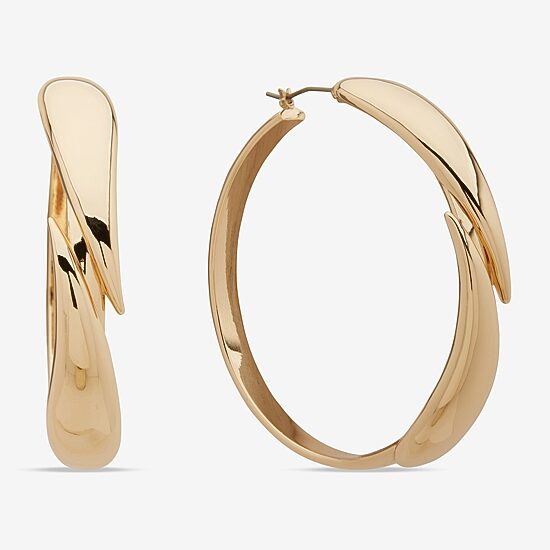 Worthington Gold Tone Womens 58.4mm Hoop Earrings