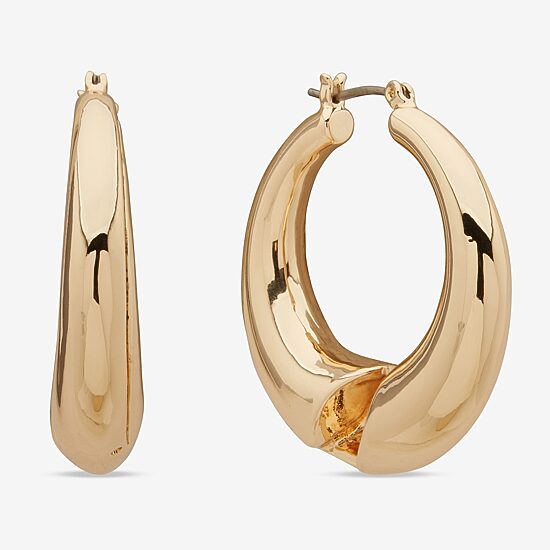 Worthington Gold Tone Womens 35.5mm Hoop Earrings
