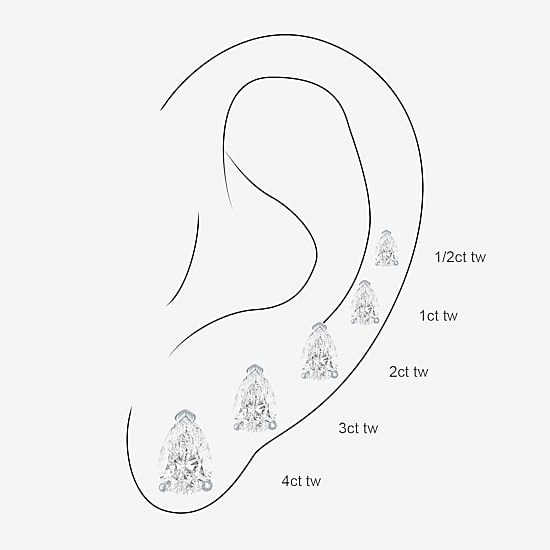 ( E-F/Si1-Si2 ) 2 CT. T.W. Lab-Grown Diamond 14K Gold 8.8mm Pear Stud Earrings