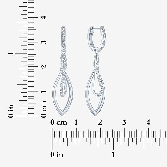 (Gh / Si2 I1) Womens 1/10 CT. T.W. Lab Grown White Diamond Sterling Silver Oblong Drop Earrings