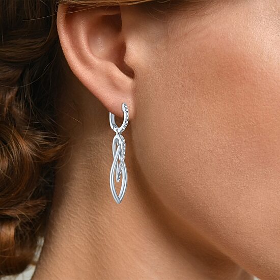 (Gh / Si2 I1) Womens 1/10 CT. T.W. Lab Grown White Diamond Sterling Silver Oblong Drop Earrings