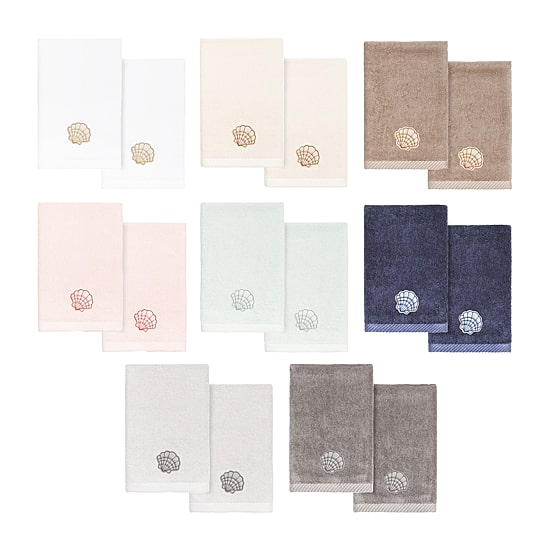 Linum Home Textiles Shell Row 2-pc. Embellished Fingertip Towel