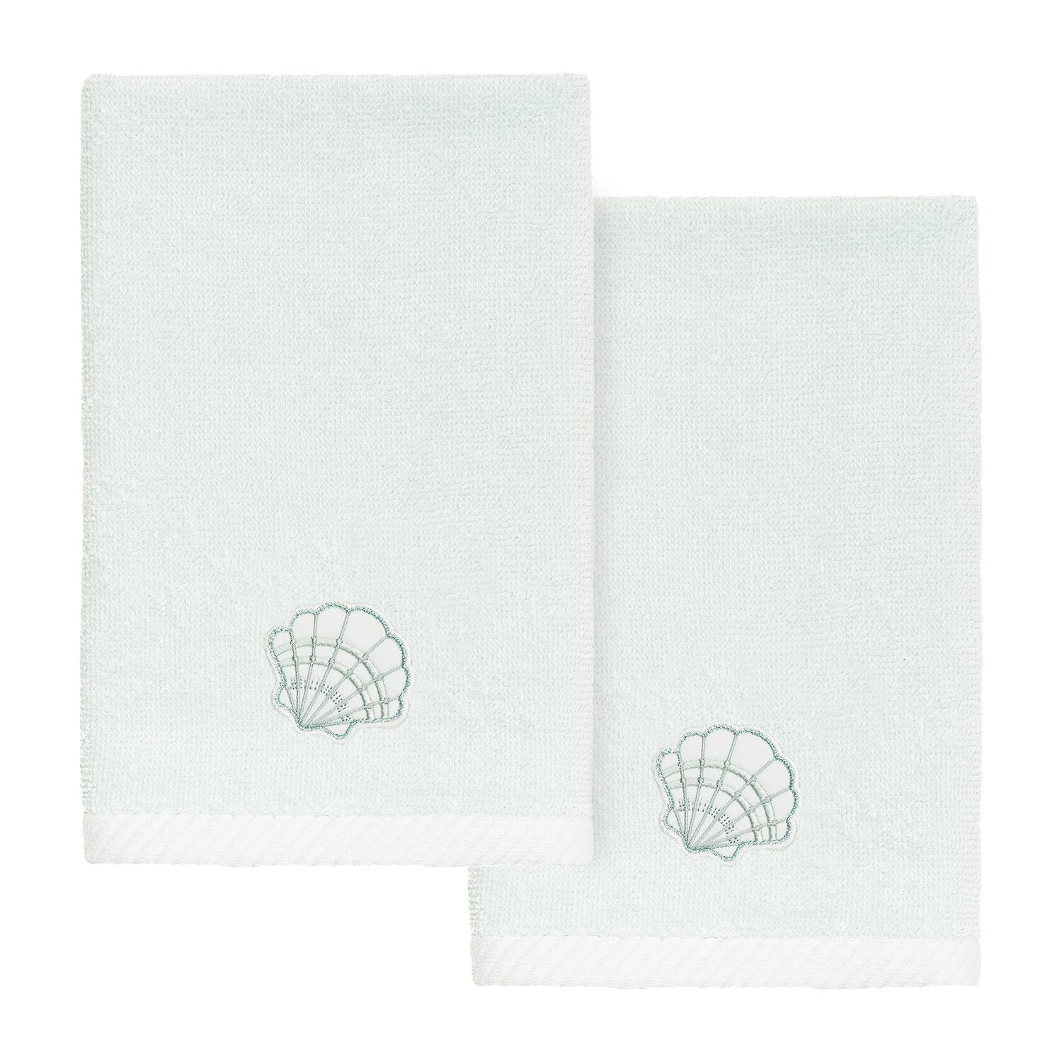 Linum Home Textiles Shell Row 2-pc. Embellished Fingertip Towel