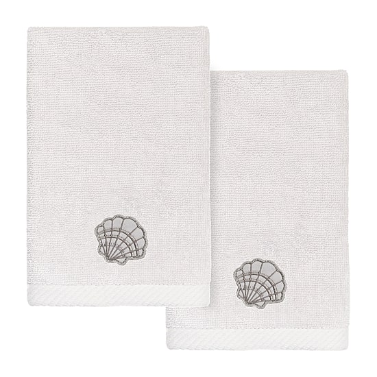 Linum Home Textiles Shell Row 2-pc. Embellished Fingertip Towel