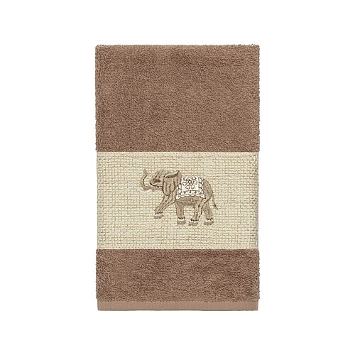 Linum Home Textiles Quinn Embellished Hand Towel, One Size, Brown