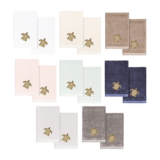 Linum Home Textiles Tortuga 2-pc. Embellished Fingertip Towel