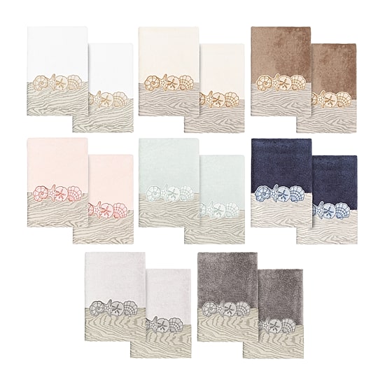 Linum Home Textiles Shell Row 2-pc. Embellished Hand Towel