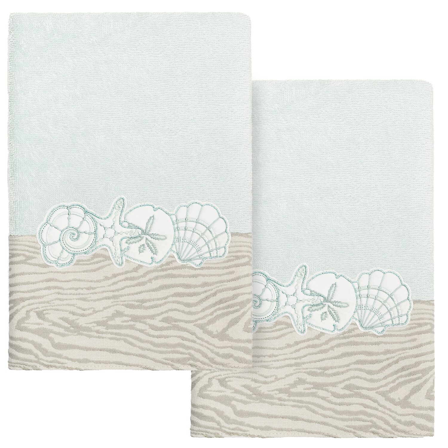 Linum Home Textiles Shell Row 2-pc. Embellished Hand Towel