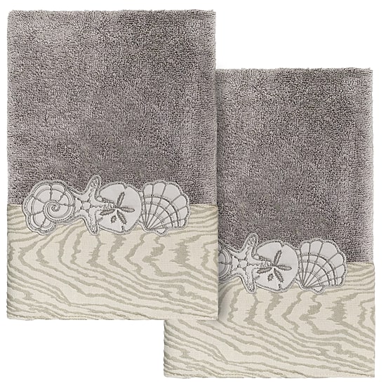 Linum Home Textiles Shell Row 2-pc. Embellished Hand Towel