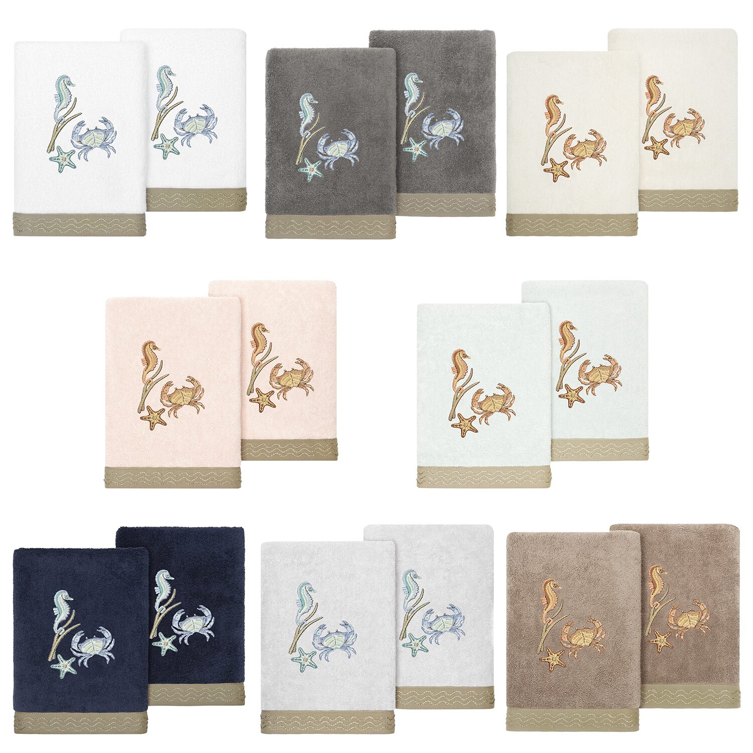 Linum Home Textiles Aaron 2-pc. Embellished Hand Towel