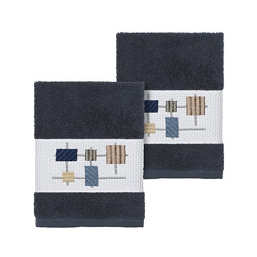 Linum Home Textiles Khloe 2-pc. Embellished Washcloth, One Size, Blue