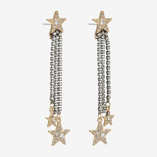 Bijoux Bar Two Tone Womens Glass Star Hypoallergenic Drop Earrings