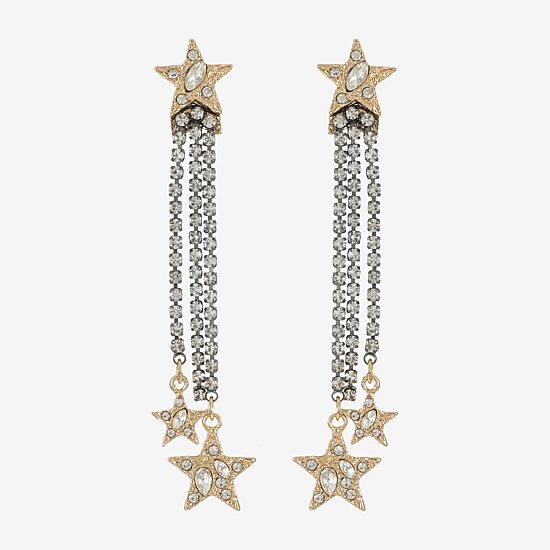 Bijoux Bar Two Tone Womens Glass Star Hypoallergenic Drop Earrings