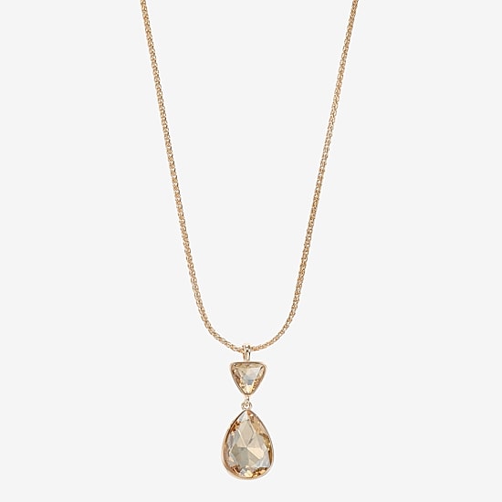 Monet Jewelry Gold Tone Womens Glass Triangle 17 Inch Pendant Necklace