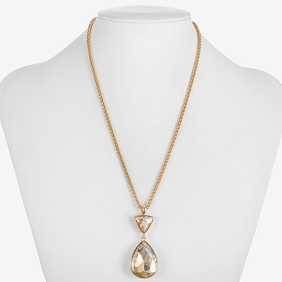 Monet Jewelry Gold Tone Womens Glass Triangle 17 Inch Pendant Necklace