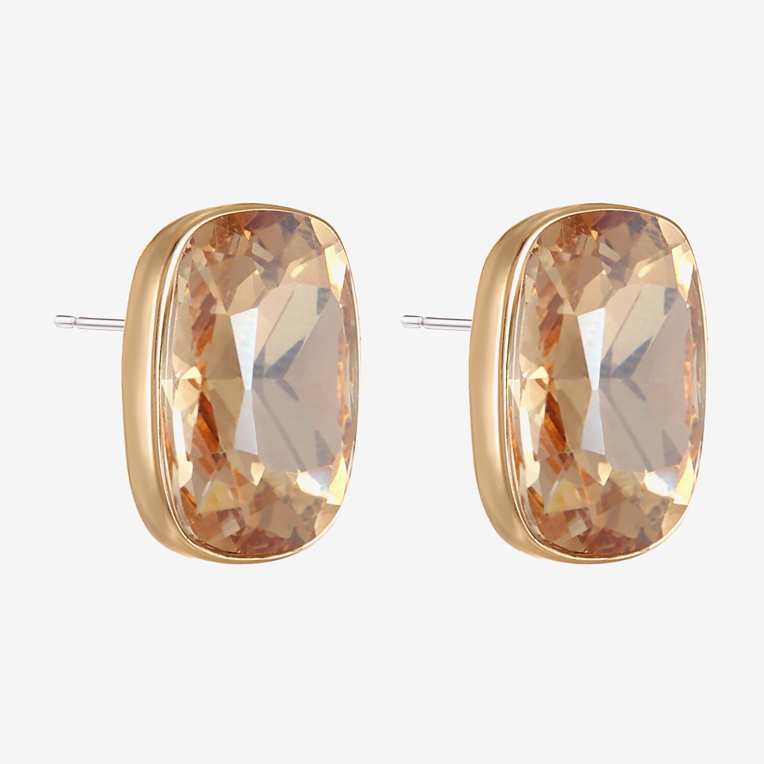 Monet Jewelry Gold Tone Glass 20mm Rectangular Stud Earrings