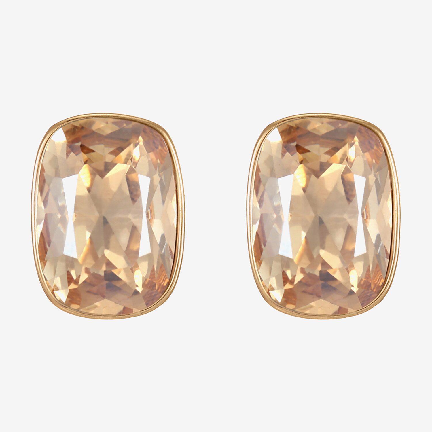 Monet Jewelry Gold Tone Glass 20mm Rectangular Stud Earrings