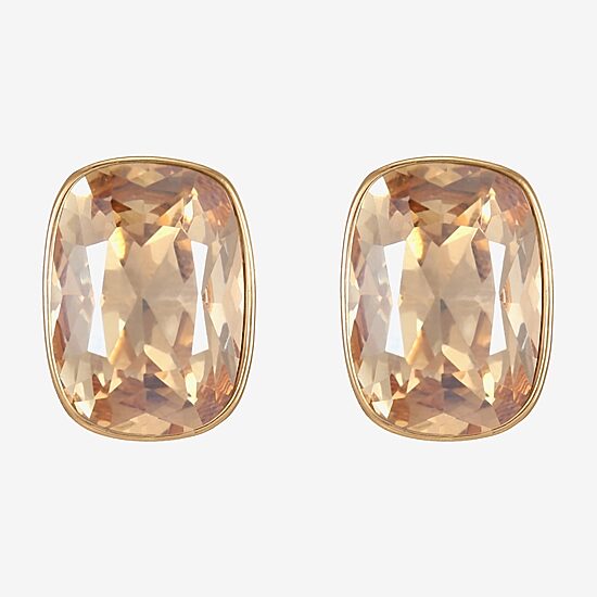 Monet Jewelry Gold Tone Glass 20mm Rectangular Stud Earrings