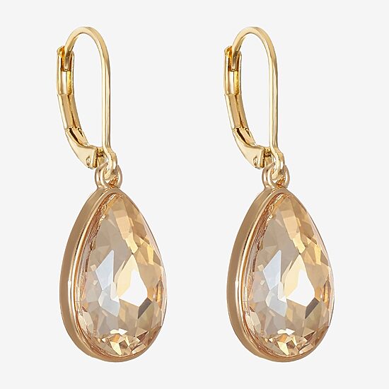 Monet Jewelry Gold Tone Womens Brown Glass Drop Earrings
