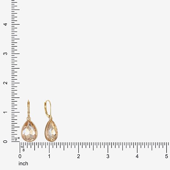 Monet Jewelry Gold Tone Womens Brown Glass Drop Earrings