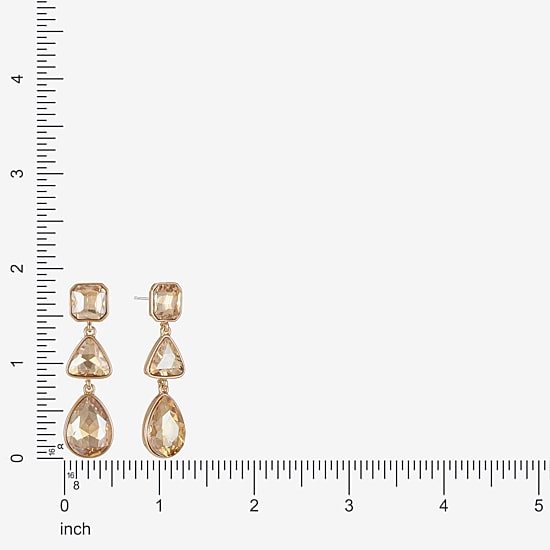 Monet Jewelry Gold Tone Womens Glass Triangle Cushion Hypoallergenic Drop Earrings