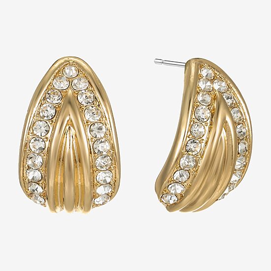 Monet Jewelry Gold Tone Pave Glass 22mm Pear Stud Earrings