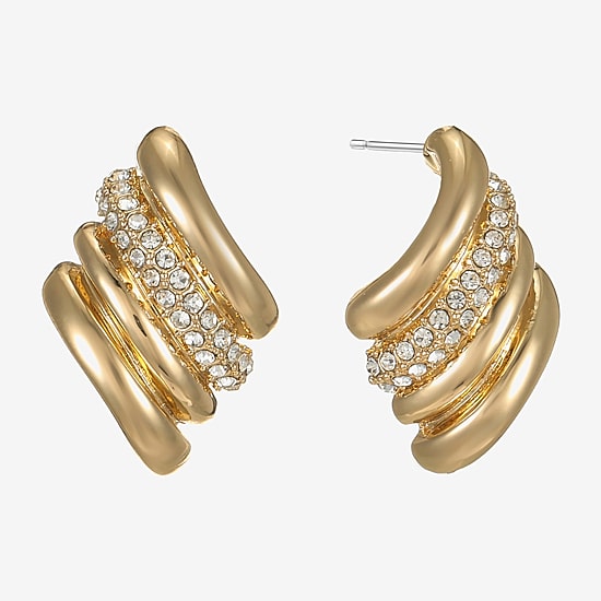 Monet Jewelry Pave Glass 23mm Diamond Stud Earrings