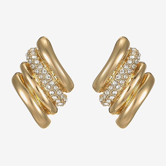 Monet Jewelry Pave Glass 23mm Diamond Stud Earrings