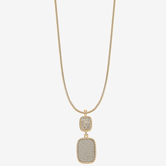 Monet Jewelry Rope Twist Womens Glass Rectangular 17 Inch Pendant Necklace