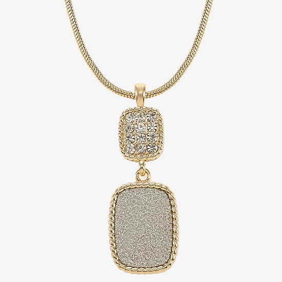 Monet Jewelry Rope Twist Womens Glass Rectangular 17 Inch Pendant Necklace