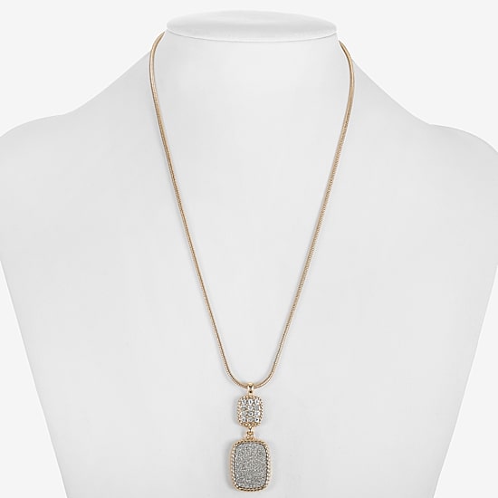 Monet Jewelry Rope Twist Womens Glass Rectangular 17 Inch Pendant Necklace