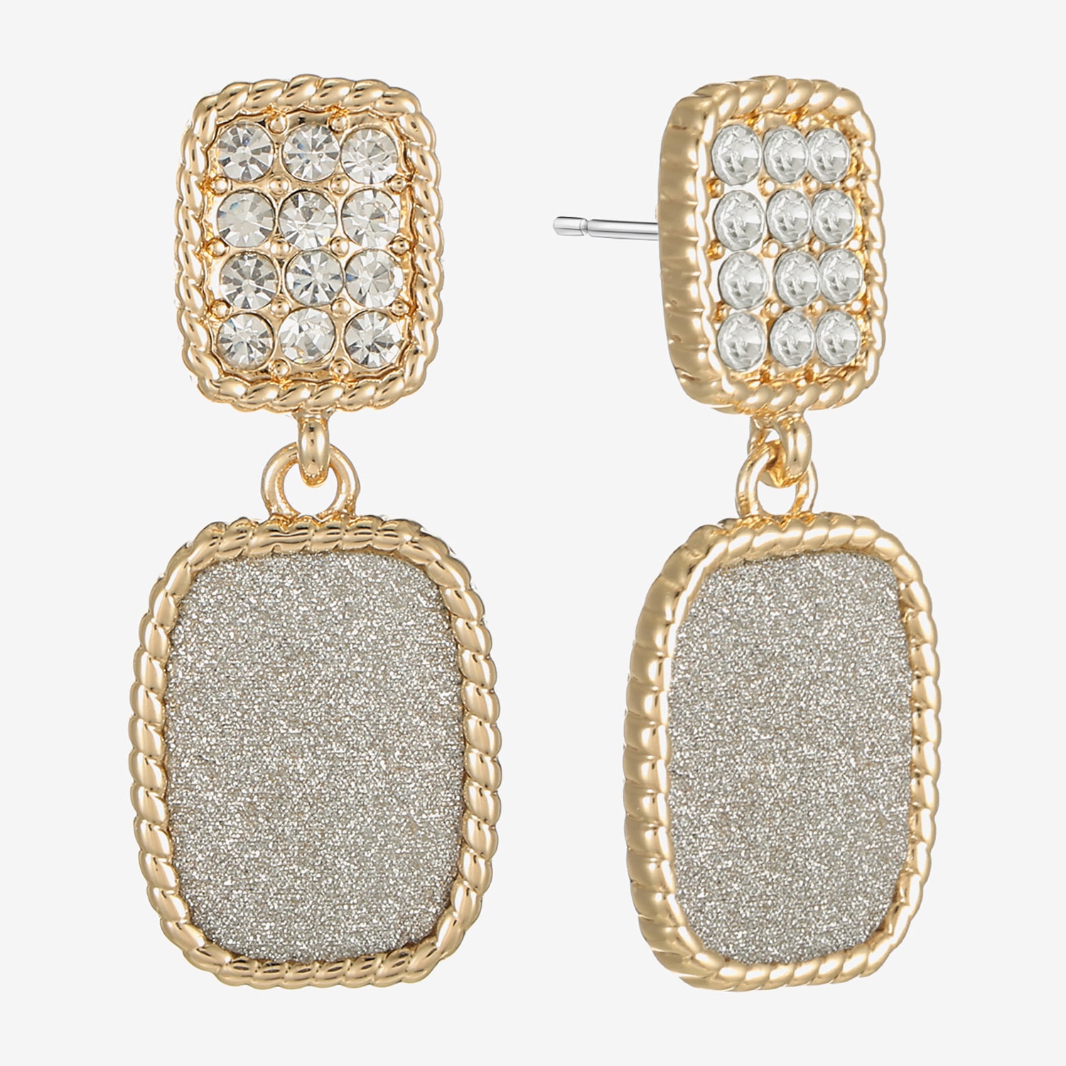 Monet Jewelry Rope Twist Womens Glass Rectangular Hypoallergenic Drop Earrings