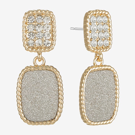 Monet Jewelry Rope Twist Womens Glass Rectangular Hypoallergenic Drop Earrings